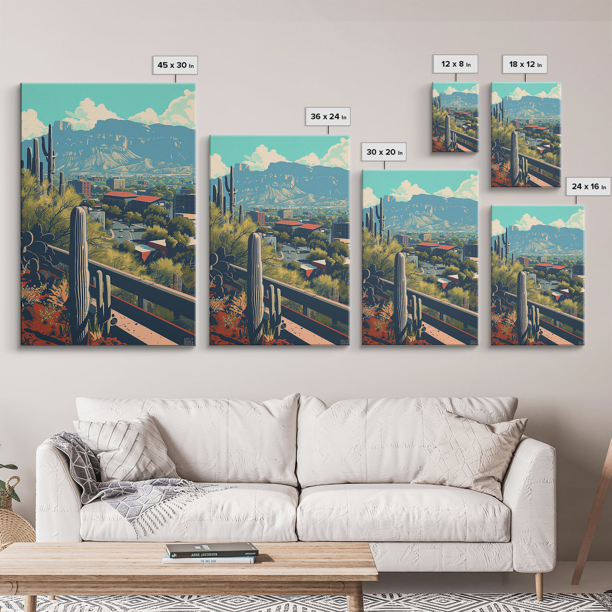 Tucson Travel Poster, Canvas Print, Retro Travel Poster, City Wall Art, City Illustration, Vintage City Poster, Living Room Wall Art