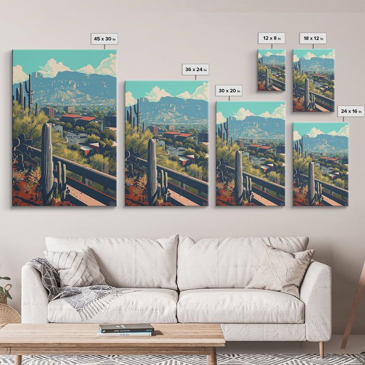Tucson Travel Poster, Canvas Print, Retro Travel Poster, City Wall Art, City Illustration, Vintage City Poster, Living Room Wall Art