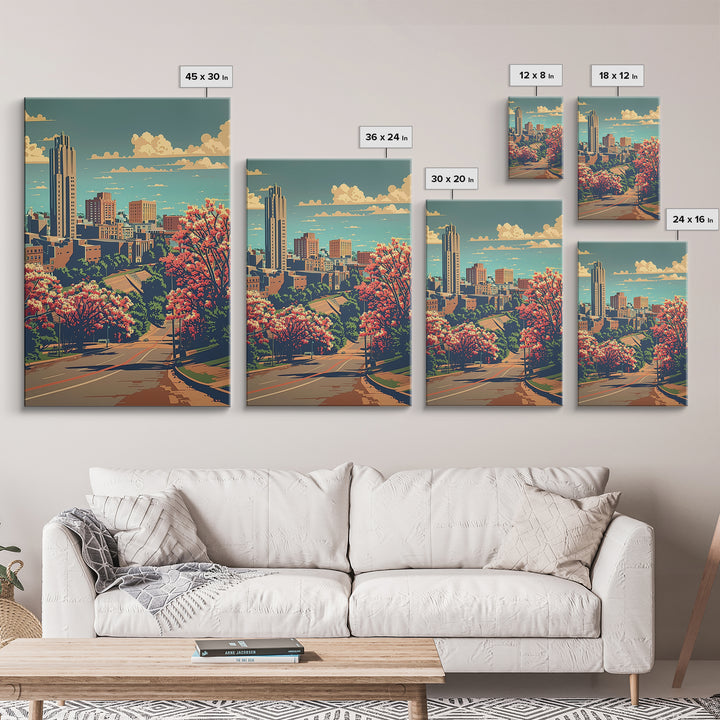 Tulsa Travel Poster, Framed Canvas Print, City Travel Poster, Travel Wall Art, Living Room Wall Art, Retro Travel Poster, Home Decor