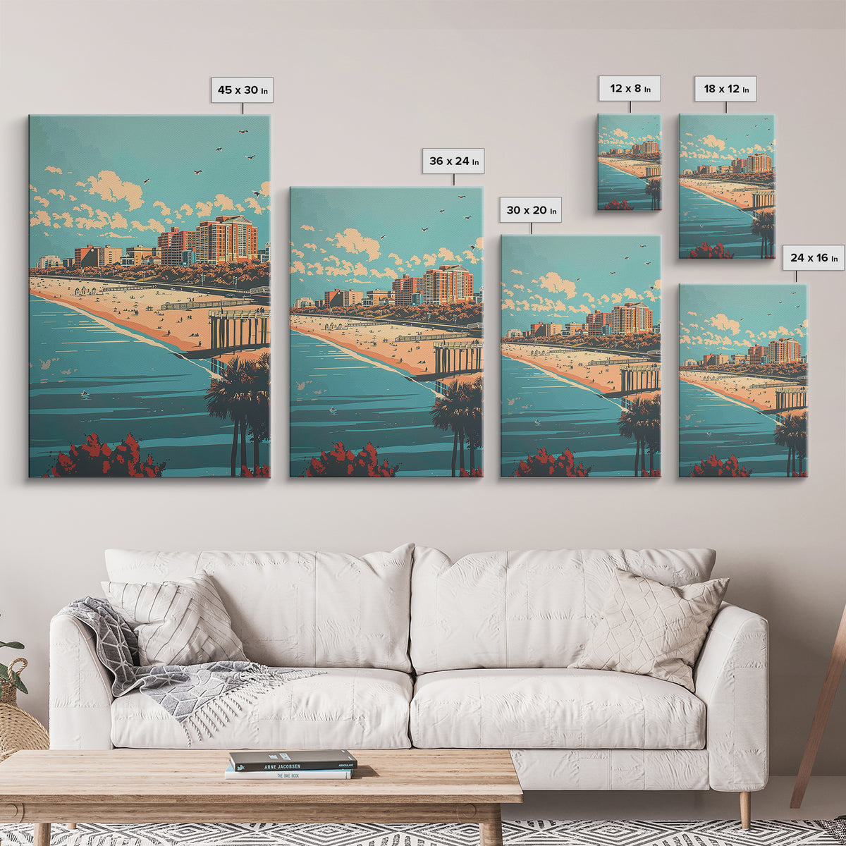 Virginia Beach Travel Poster, Framed Canvas Print, City Art Print, Travel Wall Art, Travel Prints, Travel Posters, Colorful Wall Art