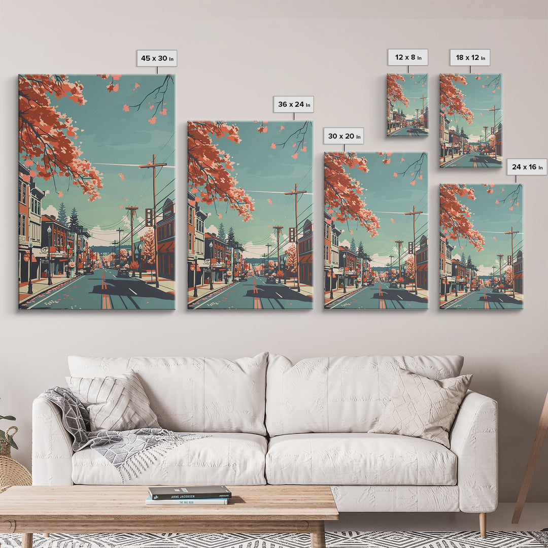 Warren Travel Poster, Framed Canvas Print, City Travel Poster, Travel Wall Art, Modern Wall Decor, City Wall Art, Retro Travel Print