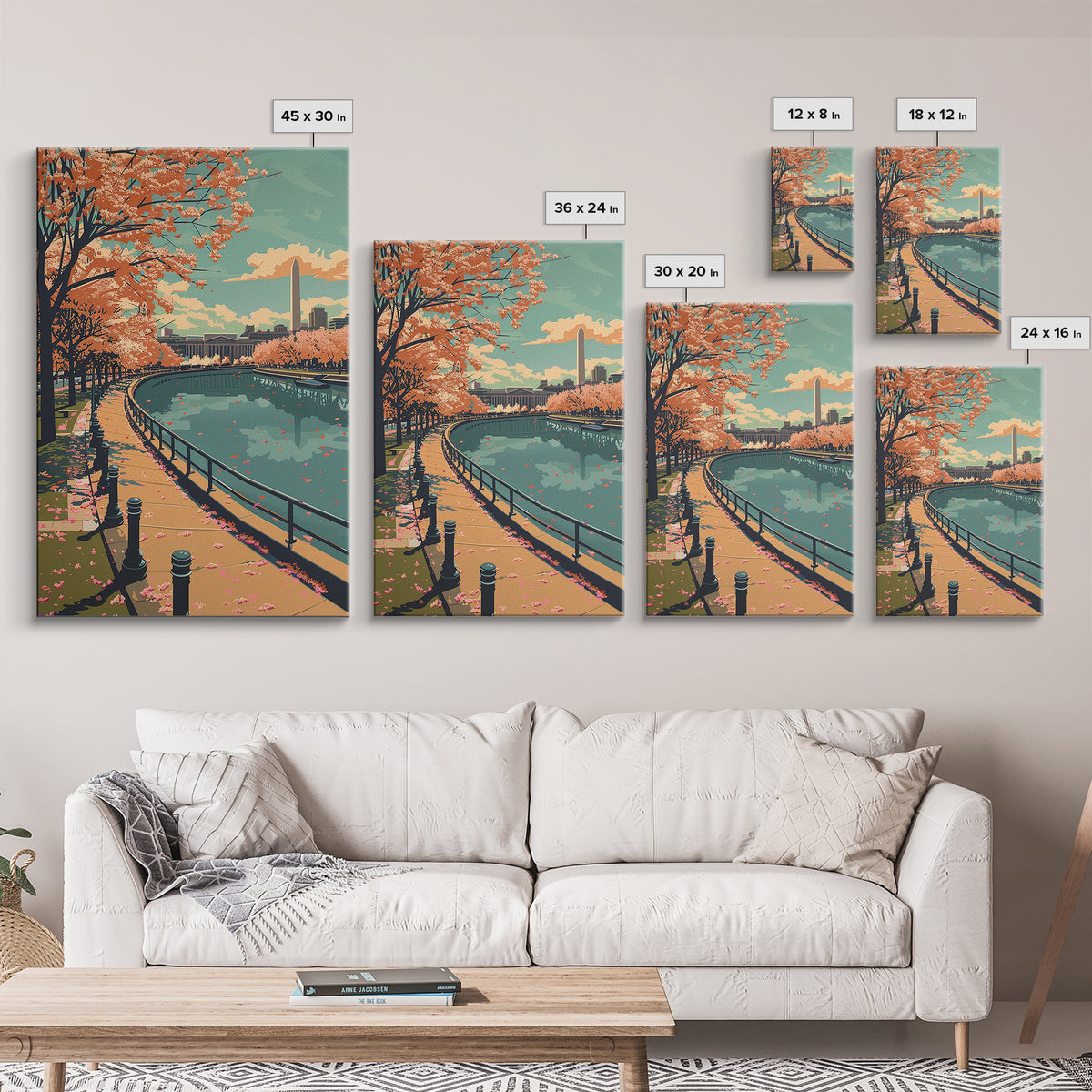 Washington Travel Poster, Framed Canvas Print, City Travel Poster, Travel Wall Art, Landscape Art, Retro Wall Art, Minimalist Poster