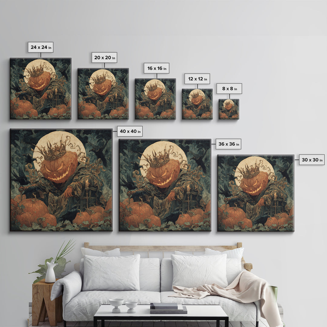 The Jack-O'-Lantern King, Dark Symbolist Art, Square Wall Art, Dark Fantasy Wall Art, Framed Canvas Print, Halloween Wall Art