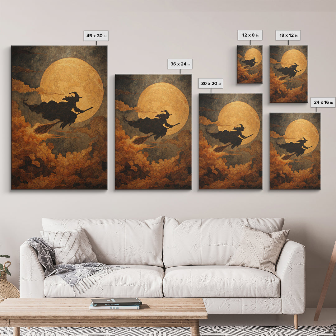 The Moonlit Witch, Visionary Gothic Art, Vertical Wall Art, Dark Fantasy Wall Art, Canvas Print, Halloween Wall Art, Macabre Wall Art