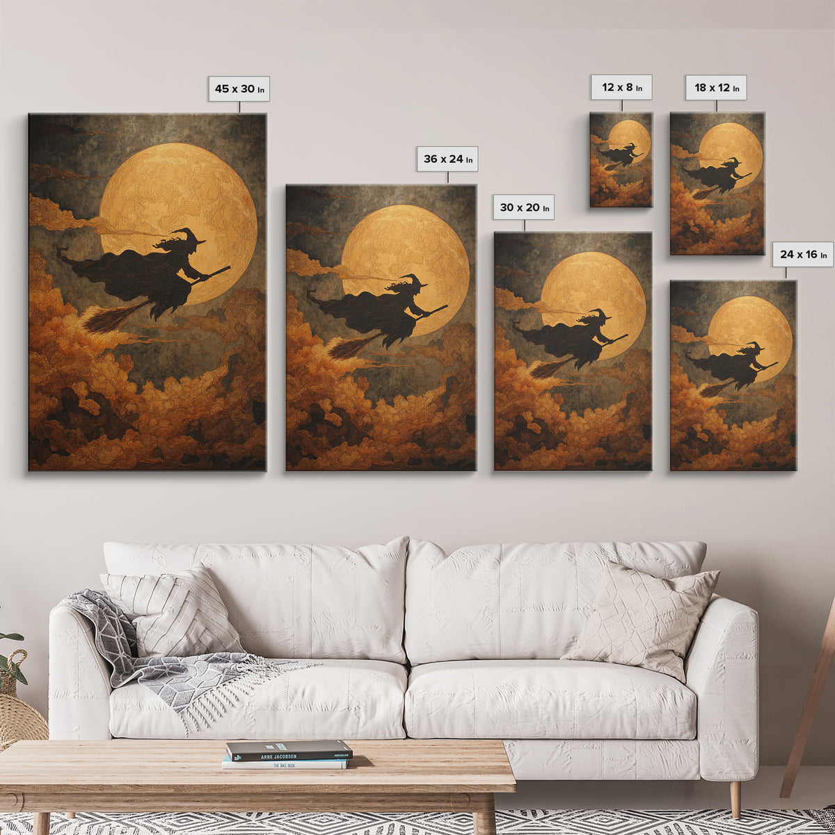 The Moonlit Witch, Visionary Gothic Art, Vertical Wall Art, Dark Fantasy Wall Art, Canvas Print, Halloween Wall Art, Macabre Wall Art