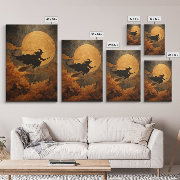The Moonlit Witch, Visionary Gothic Art, Vertical Wall Art, Dark Fantasy Wall Art, Canvas Print, Halloween Wall Art, Macabre Wall Art