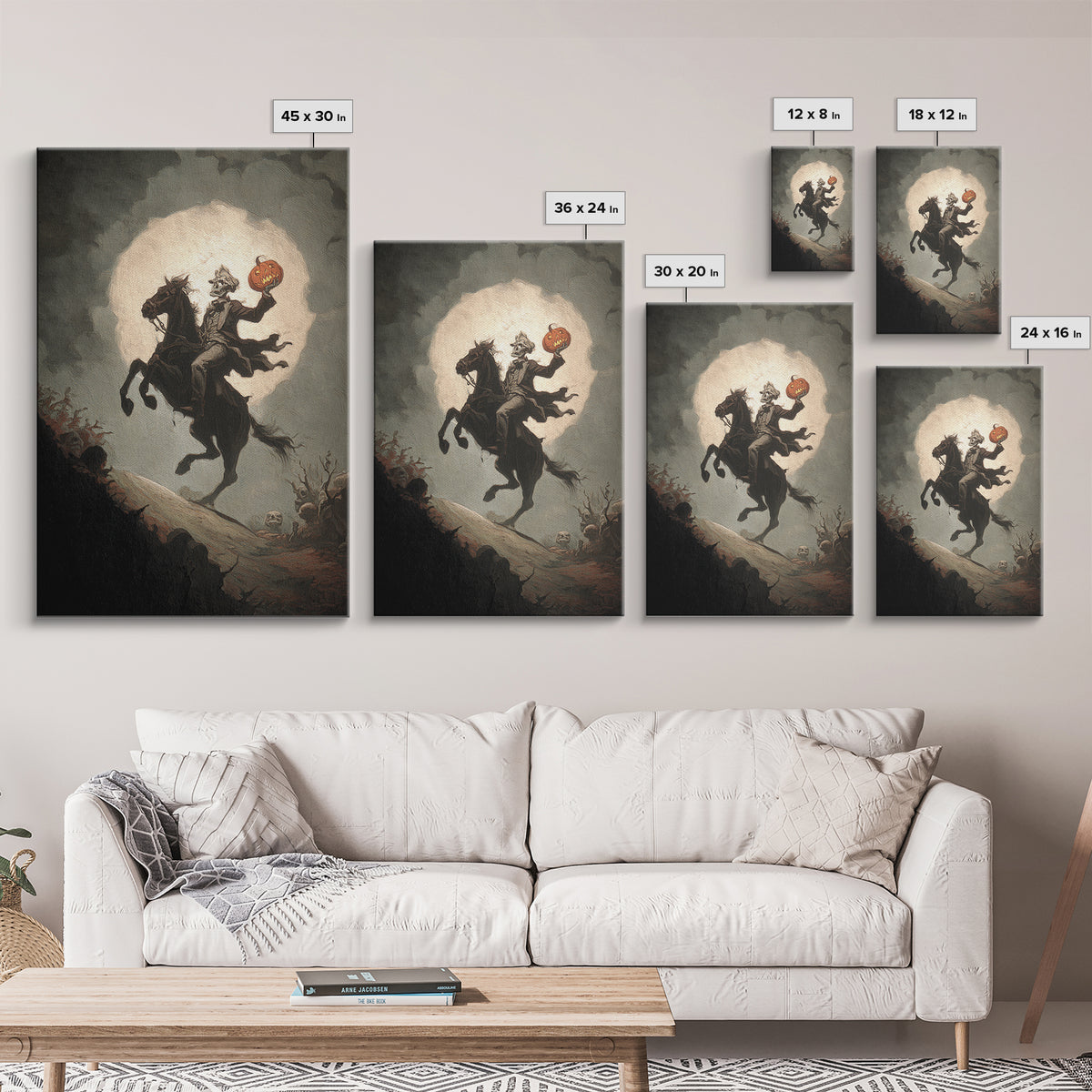 The Headless Horseman, Gothic Nightmare Art, Vertical Wall Art, Dark Halloween Decor, Canvas Print, Halloween Wall Art