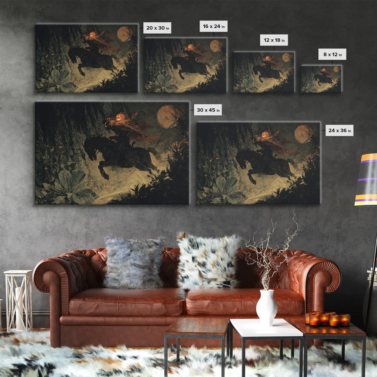 The Headless Horseman, Symbolist Gothic Landscape, Landscape Wall Art, Gothic Horror Wall Art, Canvas Print, Halloween Wall Art