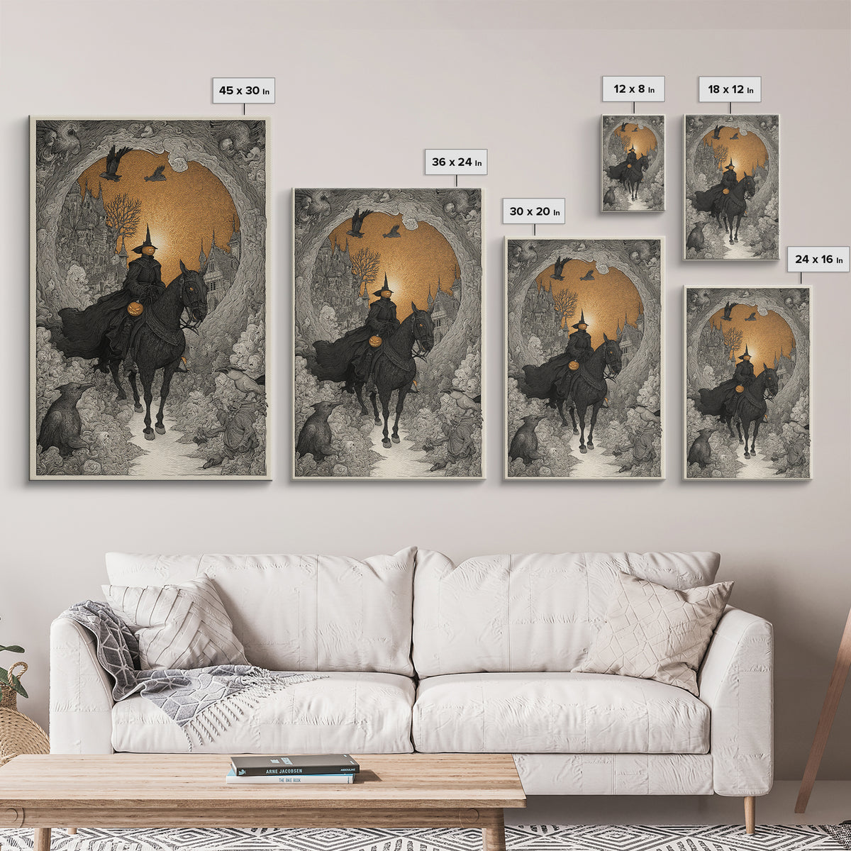 The Headless Horseman, Victorian Macabre Art, Vertical Wall Art, Dark Halloween Decor, Canvas Print, Halloween Wall Art