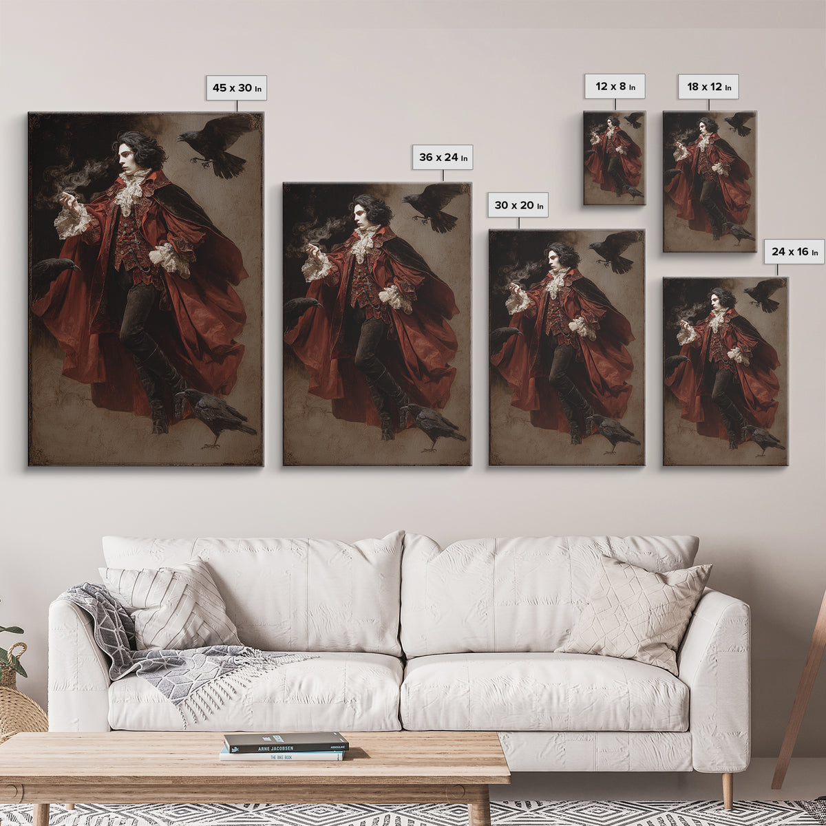 The Crimson Vampire, Danse Macabre Art, Vertical Wall Art, Gothic Horror Wall Art, Framed Canvas Print