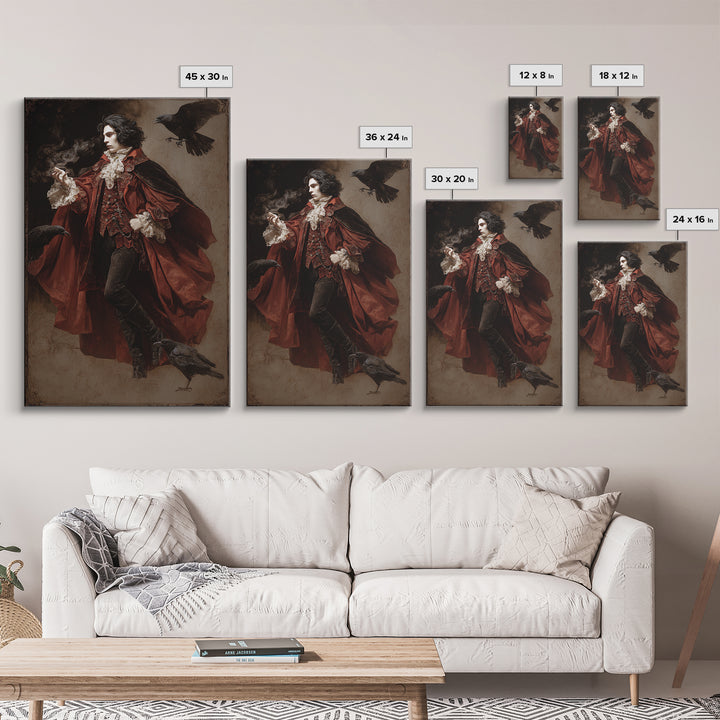 The Crimson Vampire, Danse Macabre Art, Vertical Wall Art, Gothic Horror Wall Art, Framed Canvas Print