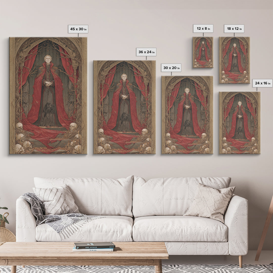 The Crimson Vampire, Decadent Gothic Art, Vertical Wall Art, Dark Fantasy Wall Art, Canvas Print, Halloween Wall Art, Halloween Decor