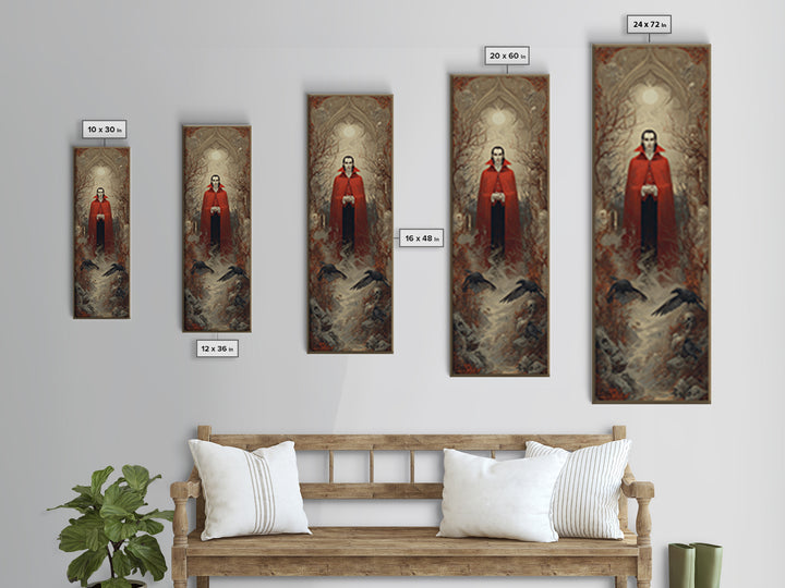 The Crimson Vampire, Surreal Apocalyptic Art, Tall Narrow Wall Art, Dark Halloween Decor, Canvas Print, Halloween Wall Art
