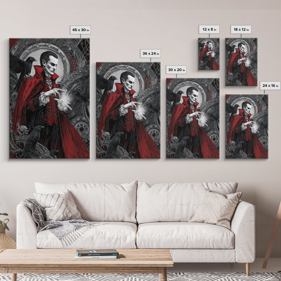 The Crimson Vampire, Biomechanical Horror Art, Vertical Wall Art, Dark Fantasy Wall Art, Canvas Print, Halloween Wall Art, Gothic Home Decor