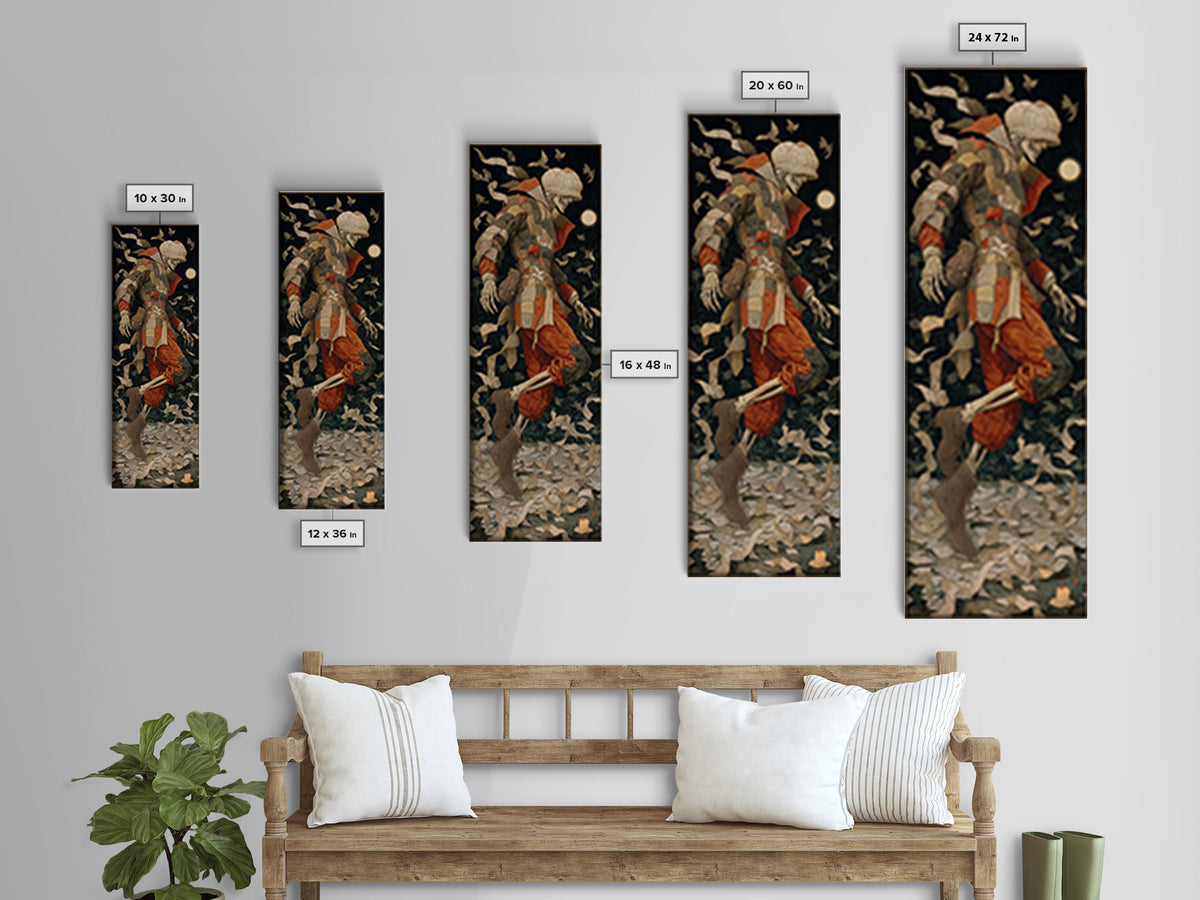The Stitched Giant, Danse Macabre Art, Tall Narrow Wall Art, Macabre Wall Art, Canvas Print, Halloween Wall Art