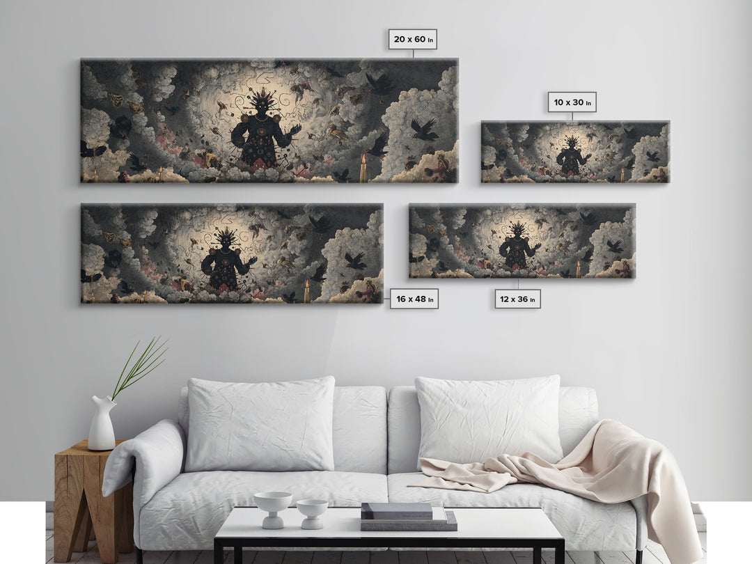 The Stitched Giant, Dark Romantic Horror Art, Extra Wide Wall Art, Dark Halloween Decor, Framed Canvas Print, Halloween Wall Art