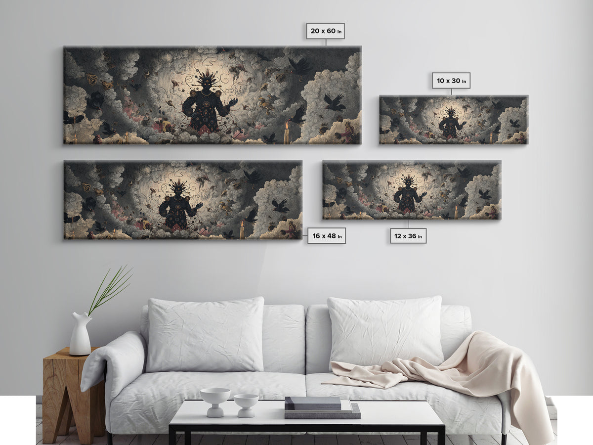 The Stitched Giant, Dark Romantic Horror Art, Extra Wide Wall Art, Dark Halloween Decor, Framed Canvas Print, Halloween Wall Art