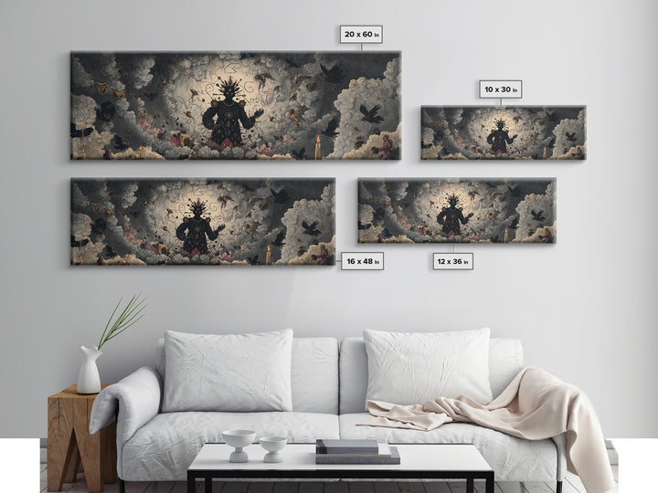The Stitched Giant, Dark Romantic Horror Art, Extra Wide Wall Art, Dark Halloween Decor, Framed Canvas Print, Halloween Wall Art