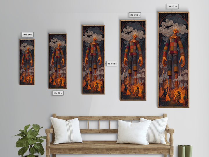 The Stitched Giant, Visionary Gothic Art, Tall Narrow Wall Art, Gothic Horror Wall Art, Canvas Print, Halloween Wall Art