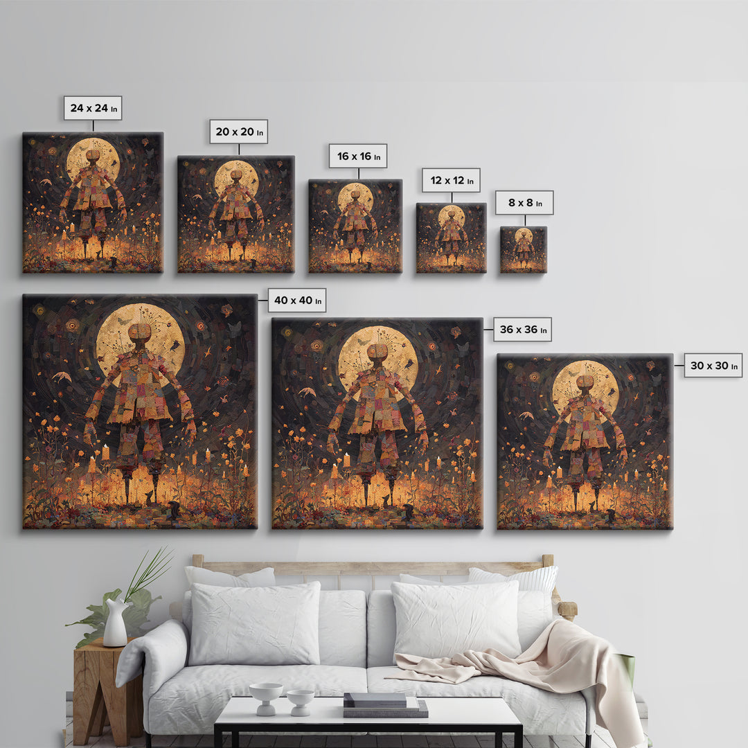 The Stitched Giant, Symbolist Dream Art, Square Wall Art, Gothic Horror Wall Art, Canvas Print, Halloween Wall Art, Macabre Wall Art