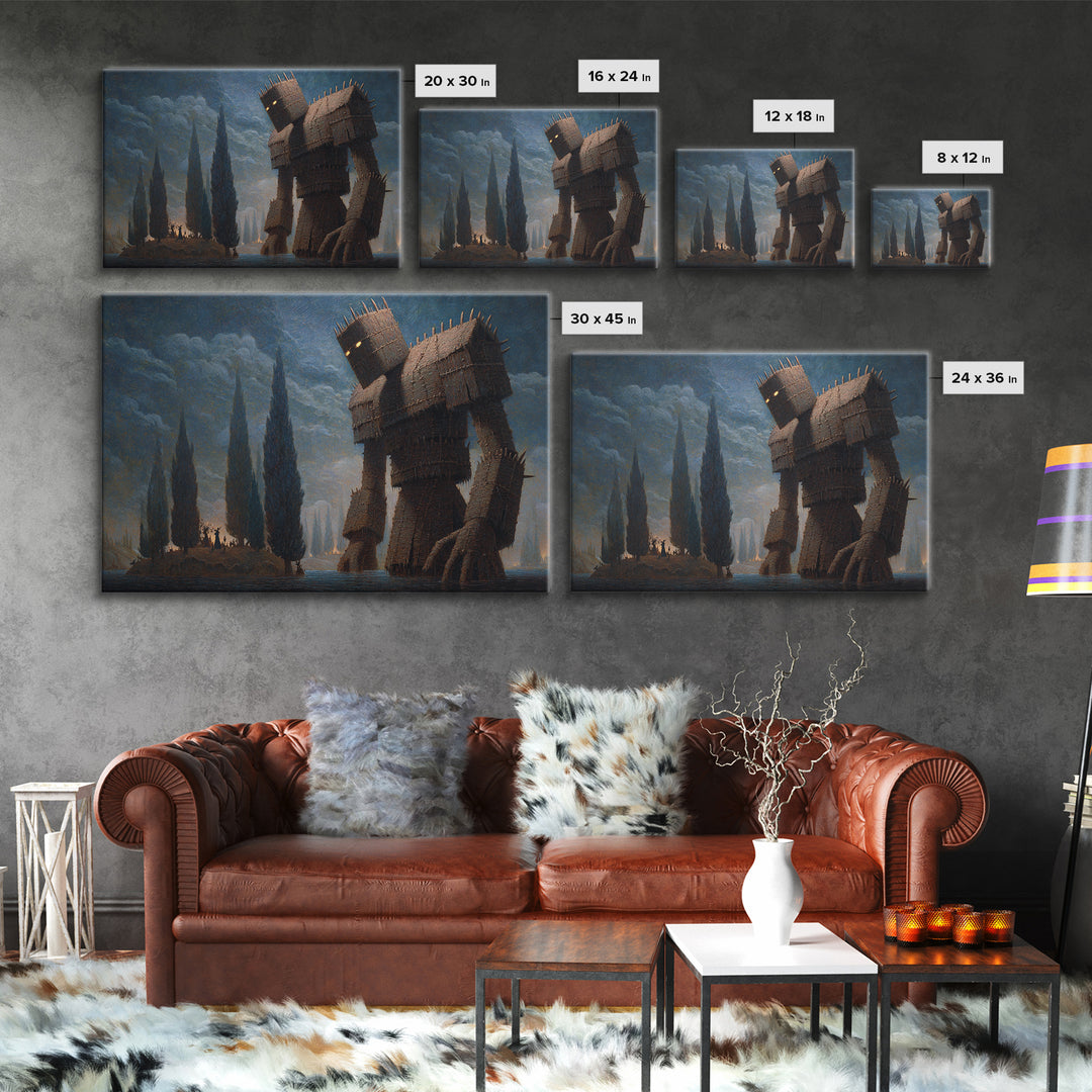 The Stitched Giant, Symbolist Gothic Landscape, Landscape Wall Art, Gothic Horror Wall Art, Canvas Print, Halloween Wall Art