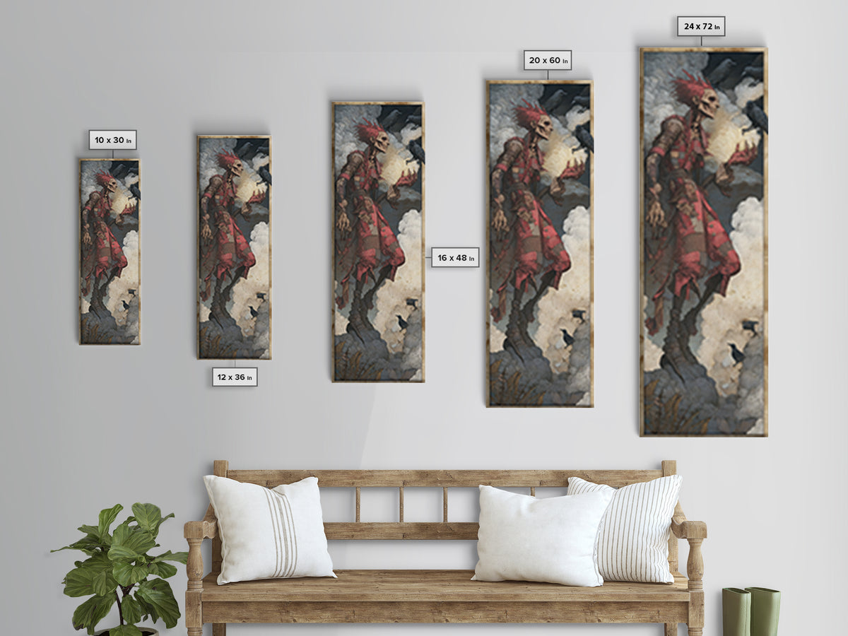 The Stitched Giant, Decadent Gothic Art, Tall Narrow Wall Art, Macabre Wall Art, Framed Canvas Print, Halloween Wall Art