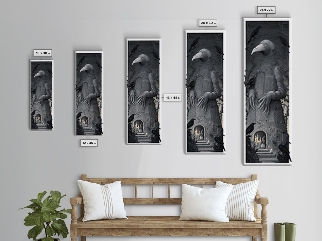 The Stitched Giant, Victorian Macabre Art, Tall Narrow Wall Art, Macabre Wall Art, Canvas Print, Halloween Wall Art, Seasonal Home Decor