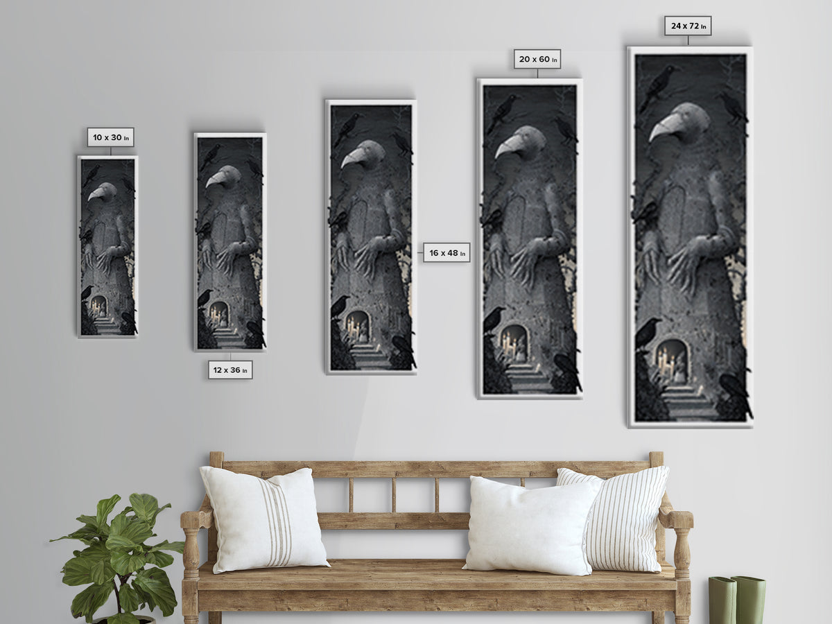 The Stitched Giant, Victorian Macabre Art, Tall Narrow Wall Art, Macabre Wall Art, Canvas Print, Halloween Wall Art, Seasonal Home Decor