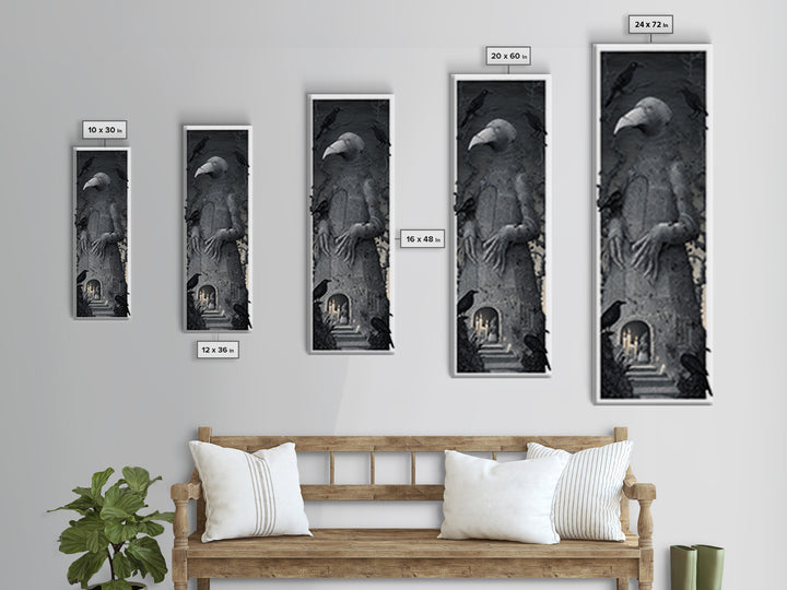 The Stitched Giant, Victorian Macabre Art, Tall Narrow Wall Art, Macabre Wall Art, Canvas Print, Halloween Wall Art, Seasonal Home Decor
