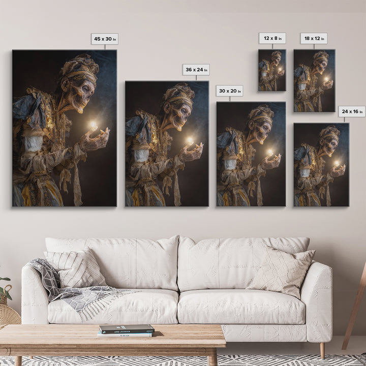 The Mummy Pharaoh, Dark Renaissance Art, Vertical Wall Art, Dark Halloween Decor, Canvas Print, Halloween Wall Art