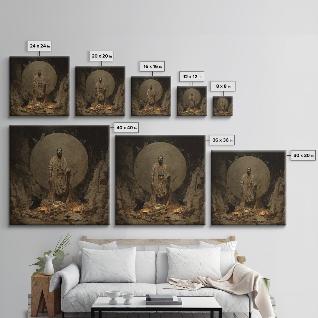 The Mummy Pharaoh, Baroque Witchcraft Art, Square Wall Art, Dark Fantasy Wall Art, Canvas Print, Halloween Wall Art, Seasonal Home Decor