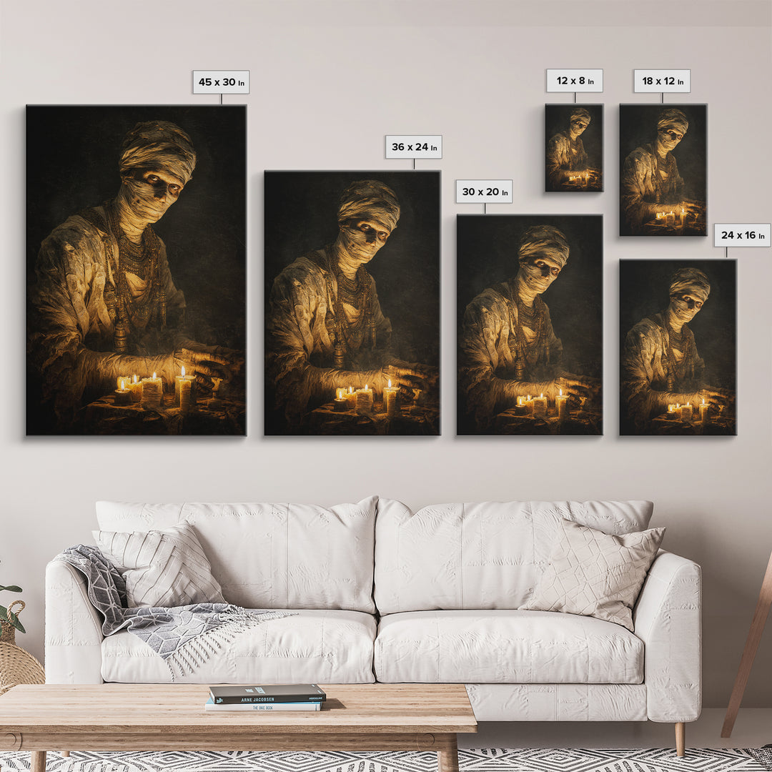 The Mummy Pharaoh, Dark Romantic Horror Art, Vertical Wall Art, Dark Fantasy Wall Art, Canvas Print, Halloween Wall Art, Horror Wall Art