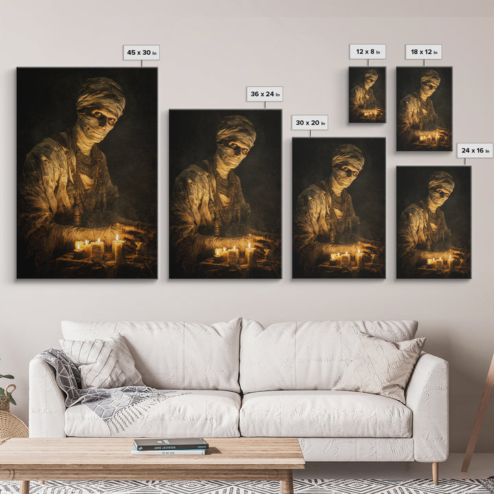 The Mummy Pharaoh, Dark Romantic Horror Art, Vertical Wall Art, Dark Fantasy Wall Art, Canvas Print, Halloween Wall Art, Horror Wall Art