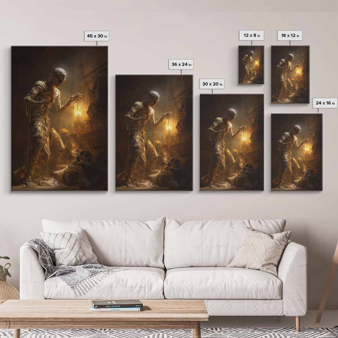 The Mummy Pharaoh, Visionary Gothic Art, Vertical Wall Art, Dark Fantasy Wall Art, Canvas Print, Halloween Wall Art