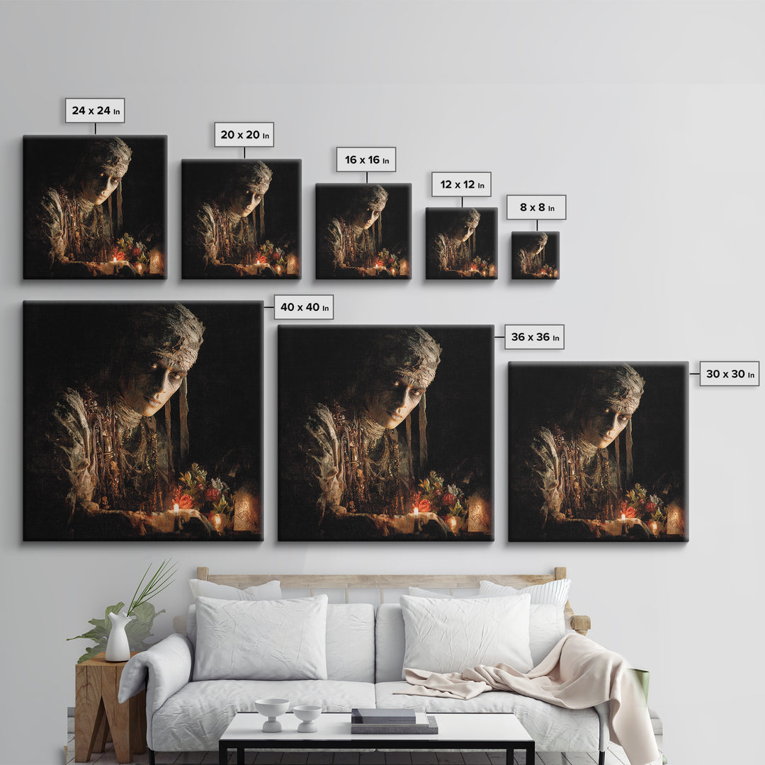 The Mummy Pharaoh, Symbolist Dream Art, Square Wall Art, Dark Fantasy Wall Art, Canvas Print, Halloween Wall Art, Dark Fantasy Art