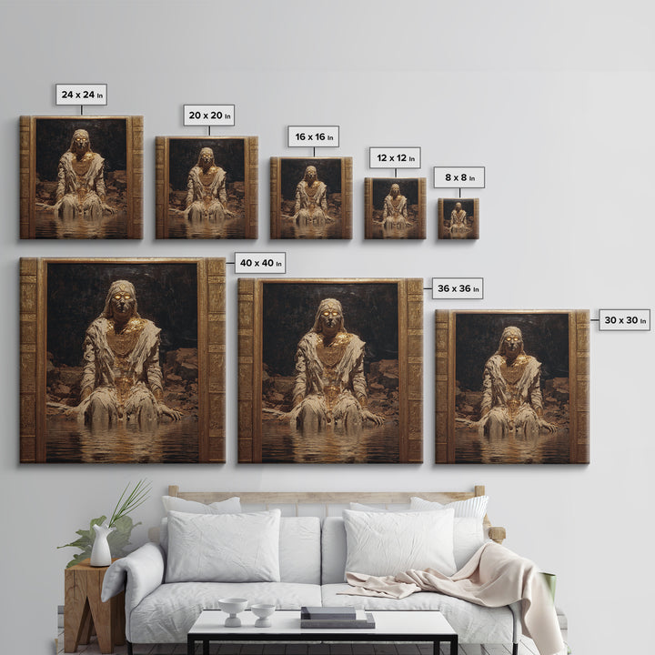The Mummy Pharaoh, Symbolist Gothic Landscape, Square Wall Art, Macabre Wall Art, Canvas Print, Halloween Wall Art, Gothic Home Decor