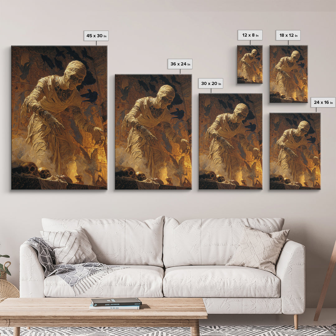 The Mummy Pharaoh, Ornate Symbolist Art, Vertical Wall Art, Dark Fantasy Wall Art, Canvas Print, Halloween Wall Art