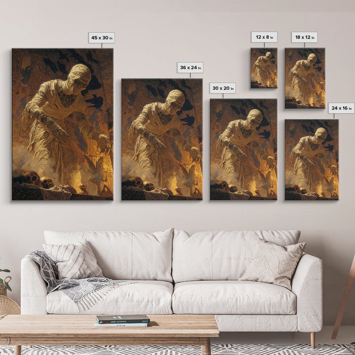 The Mummy Pharaoh, Ornate Symbolist Art, Vertical Wall Art, Dark Fantasy Wall Art, Canvas Print, Halloween Wall Art