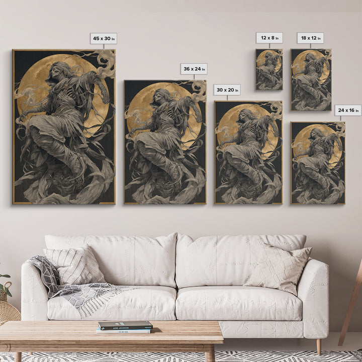 The Mummy Pharaoh, Decadent Gothic Art, Vertical Wall Art, Gothic Horror Wall Art, Canvas Print, Halloween Wall Art