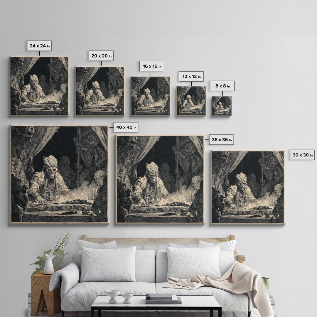 The Mummy Pharaoh, Expressionist Nightmare Art, Square Wall Art, Dark Fantasy Wall Art, Canvas Print, Halloween Wall Art, Spooky Wall Decor
