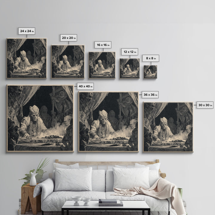 The Mummy Pharaoh, Expressionist Nightmare Art, Square Wall Art, Dark Fantasy Wall Art, Canvas Print, Halloween Wall Art, Spooky Wall Decor