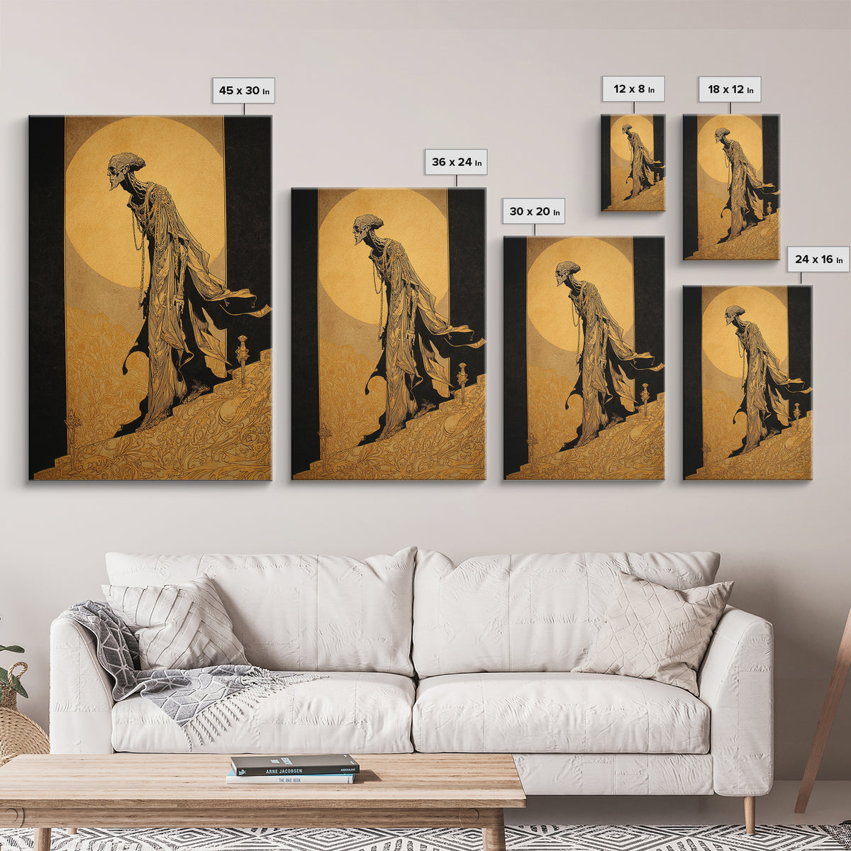 The Mummy Pharaoh, Decadent Line Art, Vertical Wall Art, Gothic Horror Wall Art, Canvas Print, Halloween Wall Art