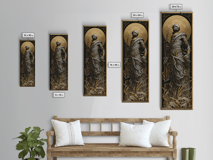 The Mummy Pharaoh, Surreal Apocalyptic Art, Tall Narrow Wall Art, Dark Halloween Decor, Canvas Print, Halloween Wall Art