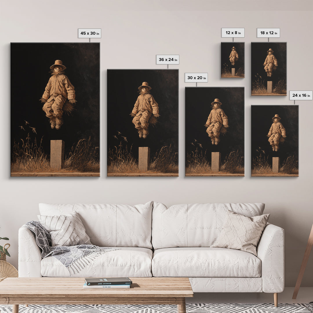 The Living Scarecrow, Dark Romantic Horror Art, Vertical Wall Art, Macabre Wall Art, Framed Canvas Print, Halloween Wall Art