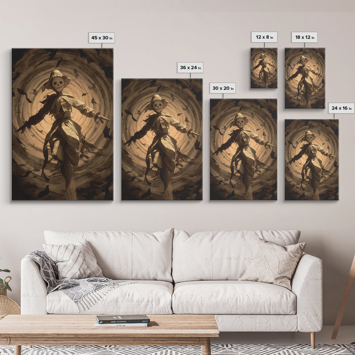 The Living Scarecrow, Gothic Nightmare Art, Vertical Wall Art, Dark Halloween Decor, Canvas Print, Halloween Wall Art