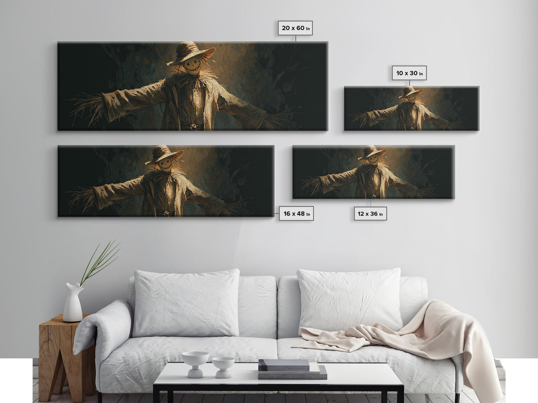 The Living Scarecrow, Visionary Gothic Art, Extra Wide Wall Art, Dark Halloween Decor, Canvas Print, Halloween Wall Art