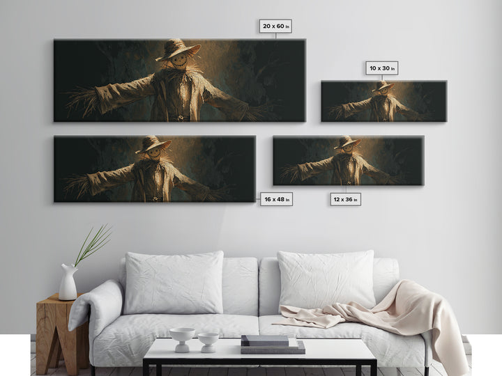 The Living Scarecrow, Visionary Gothic Art, Extra Wide Wall Art, Dark Halloween Decor, Canvas Print, Halloween Wall Art