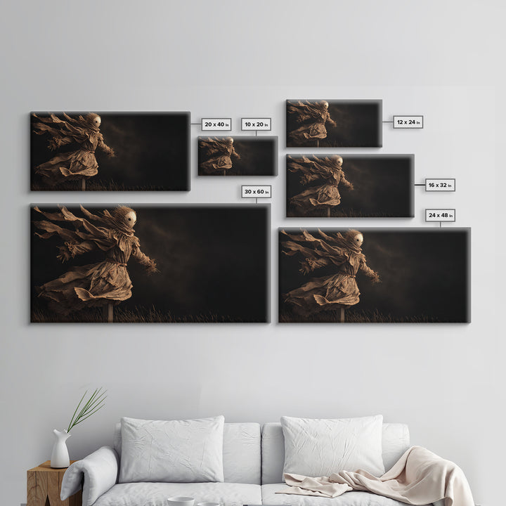 The Living Scarecrow, Apocalyptic Romantic Art, Wide Panoramic Art, Gothic Horror Wall Art, Canvas Print, Halloween Wall Art