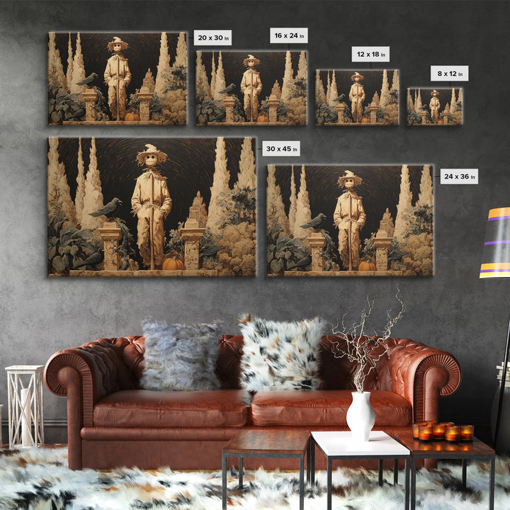 The Living Scarecrow, Symbolist Gothic Landscape, Landscape Wall Art, Macabre Wall Art, Canvas Print, Halloween Wall Art, Gothic Home Decor