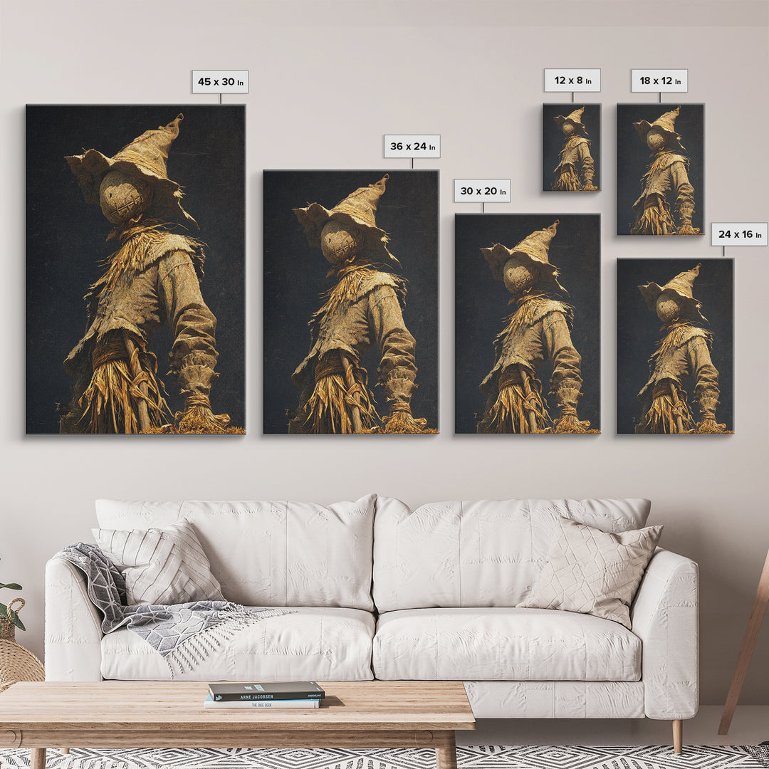 The Living Scarecrow, Ornate Symbolist Art, Vertical Wall Art, Dark Halloween Decor, Canvas Print, Halloween Wall Art